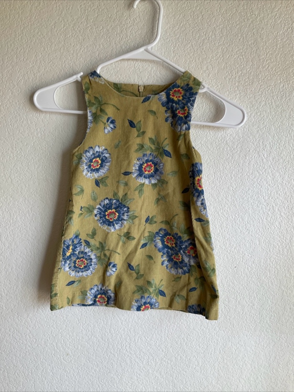 Talbots Girls Yellow Floral Dress with Blue Flowers